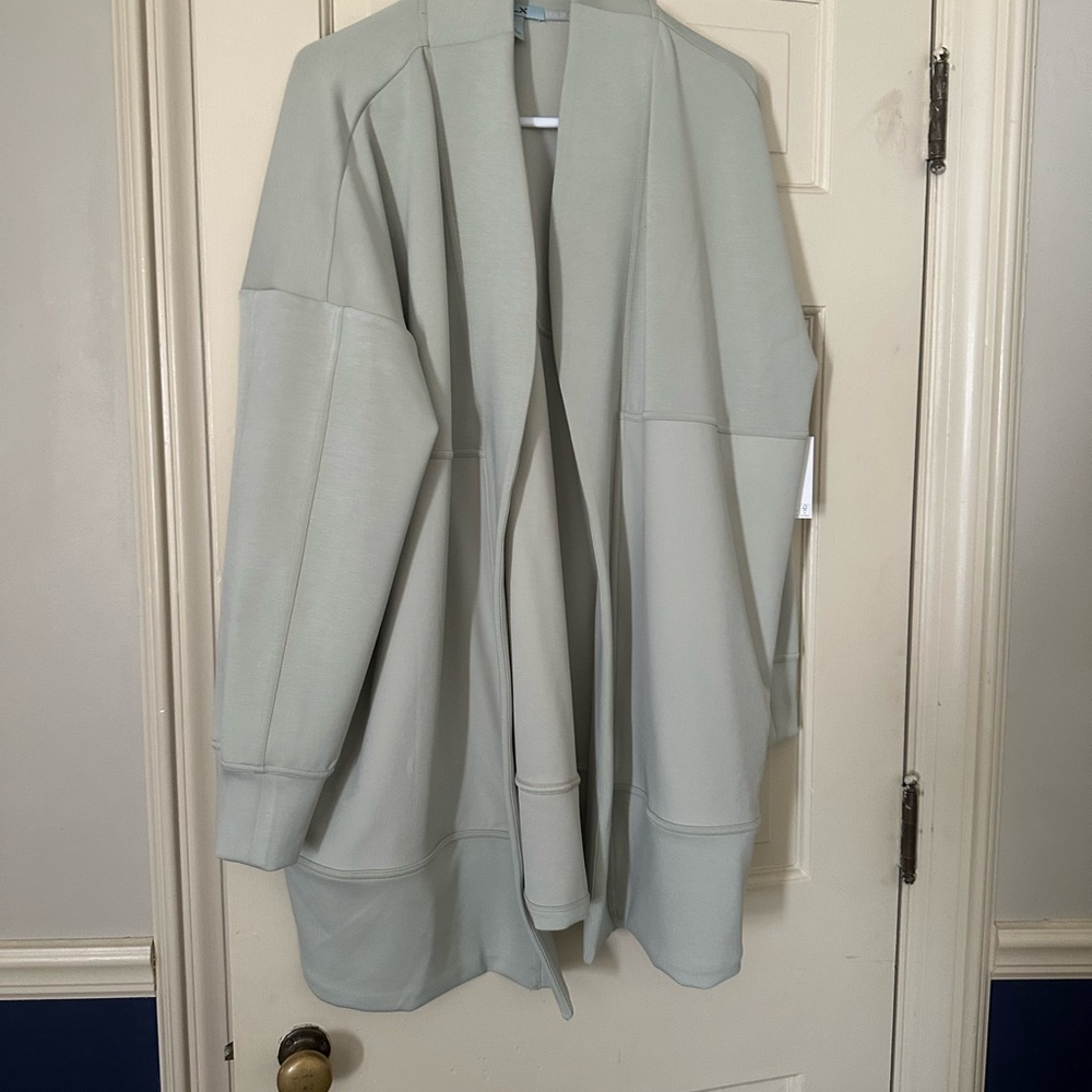 FLX Long Open Front Jacket Athleisure Yoga Wrap,  Color:Mint Crkle.new w tag